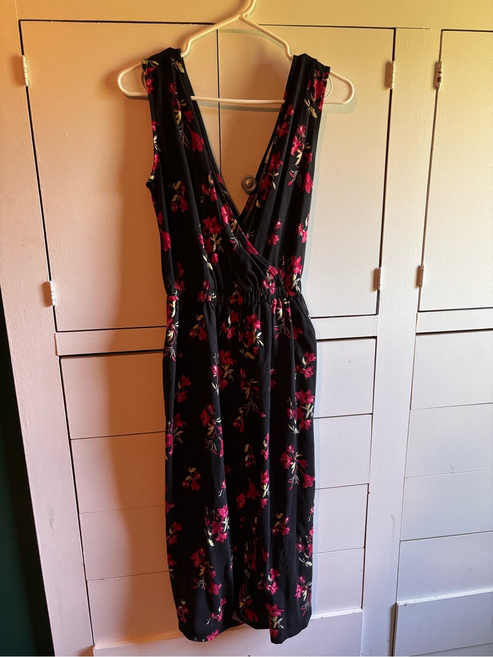Black Floral Sleeveless V-Neck Romper